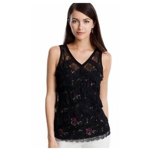 EUC White House Black Market (M) Lace Shell Top